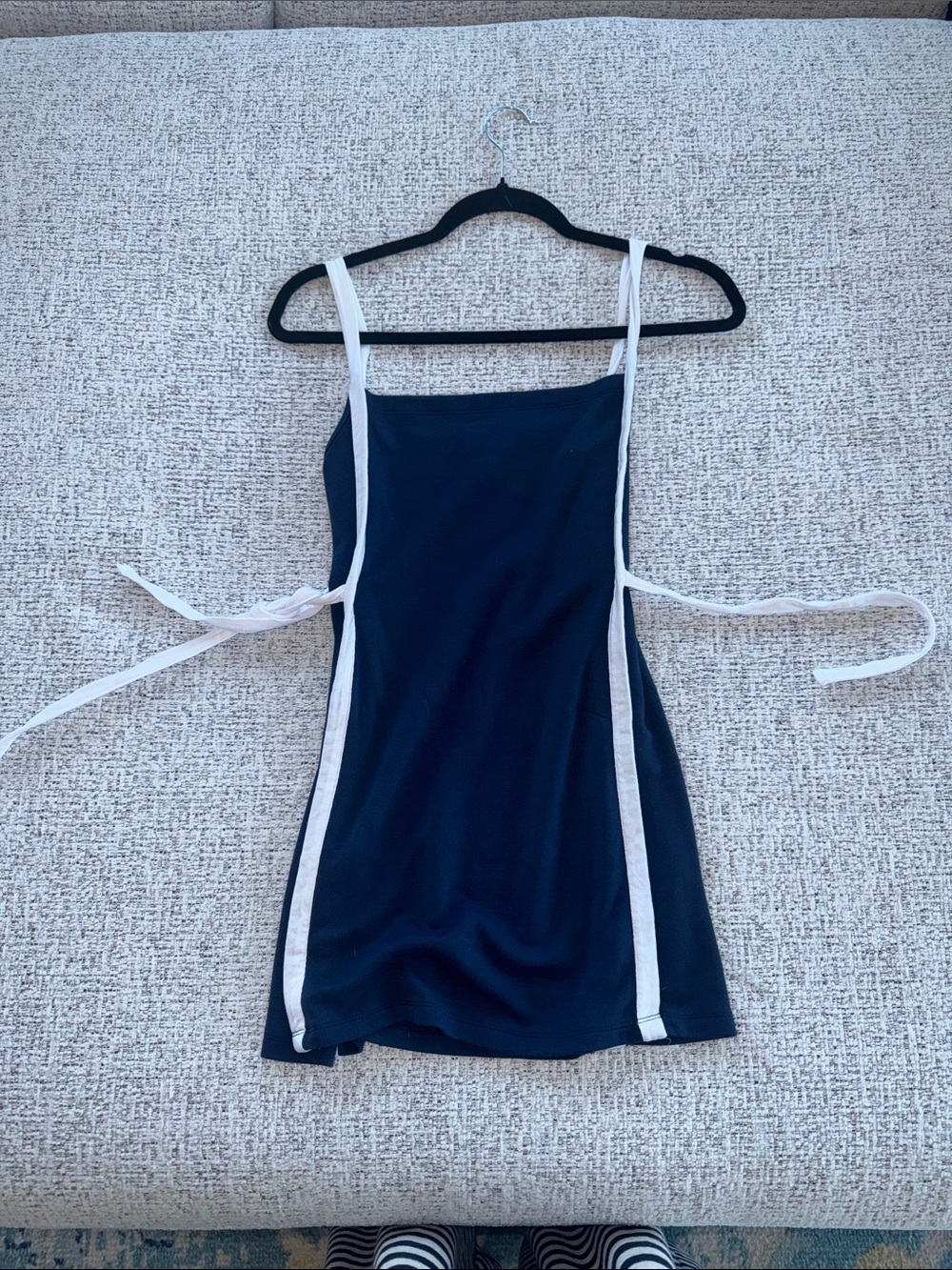 Navy Camisole Dress with White Trim